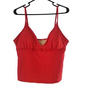 Old Navy Swim Tankini Top Ruffle Trim V Neck Red‎ Swimsuit XL